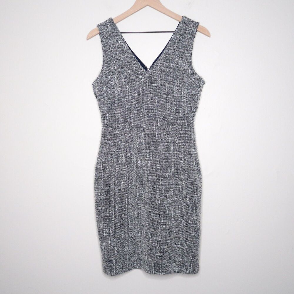 Banana Republic Womens Sheath Dress Size 4 Blue White Tweed Office Corpgore